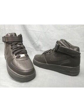 Nike Air Force 1 Mid (GS) Sneaker Leather Triple Black Boys Size 4 FLOOR MODEL!